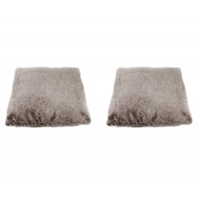 2 coussins moelleux couleur taupe givré toucher douceur extrême - DOUDOU