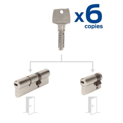 2 Cylindres débrayables Bricard 30x50/30x10 mm avec 6 clés
