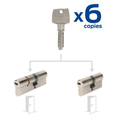 2 Cylindres débrayables Bricard 40x50/30x30 mm avec 6 clés