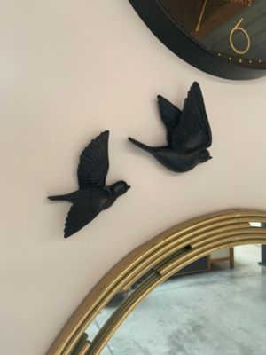 2 décorations murales oiseaux noirs L.15 x l.12,5 cm Emde