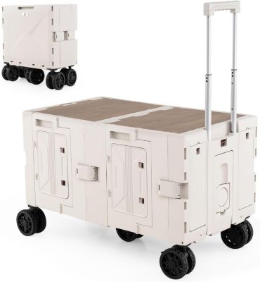 2 en 1 Chariot de Plage Pliant 150 L avec Bac de Rangement à 2 Niveaux,avec 5 Roues Poignée Reglable,85 x 50 x 56 cm(Noir)