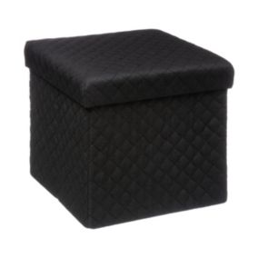 2 en 1 Pouf et Coffre de rangement Noir 31 x 31 cm