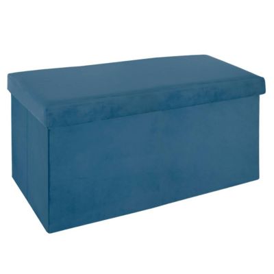 Pouf Pliant Cortona M En Velours Bleu Marine - 30x30x30 Cm, Rangement Intégré 19L, Charge 100 Kg - Idéal Salon, Chambre, Entrée - 8