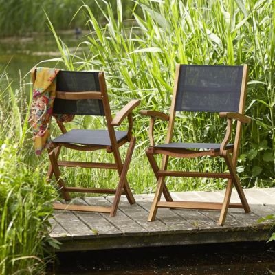 2 fauteuils acacia massif et textilène Berah Getah Hanoï