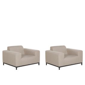 2 fauteuils pour intérieur et extérieur en tissu anti-UV beige pieds noirs ROVIGO