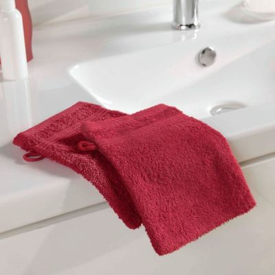 2 gants de toilette 15 x 21 cm eponge unie tendresse Rubis