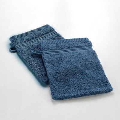 2 gants de toilette 15 x 21 cm eponge unie tendresse Saphir