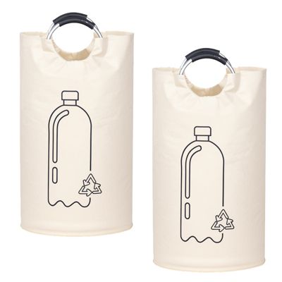 2 grands paniers de rangement pour bouteilles vides avec poignée en aluminium, sac collecteur d'eaux usées de 82 L