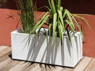 2 Jardinières rectangulaire Graphit - 99,5 x 39,5 x 43,5 cm - 97 L - Blanc cérusé - Eda