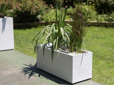 2 Jardinières rectangulaire Graphit - 99,5 x 39,5 x 43,5 cm - 97 L - Blanc cérusé - Eda