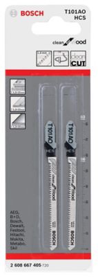 Lot de 2 lames pour scie sauteuse bois 117mm T301CD Bosch | Disque et