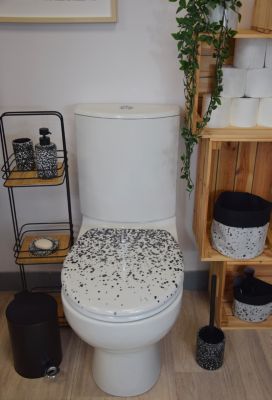 2 paniers de rangement salle de bains pliables, noir et blanc, Dotty