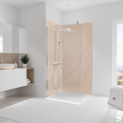 2 panneaux muraux de salle de bains l.100 x H.210 cm, effet pierre arkose, Schulte DecoDesign