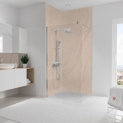 2 panneaux muraux de salle de bains l.100 x H.255 cm, effet pierre arkose, Schulte DecoDesign