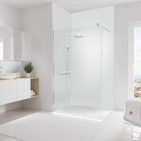 2 panneaux muraux de salle de bains l.120+90x255 cm, blanc, Schulte DécoDesign