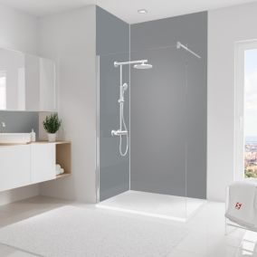 2 panneaux muraux de salle de bains l.120+90x255 cm, gris argenté, Schulte DécoDesign