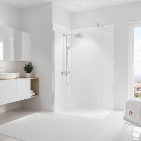2 panneaux muraux de salle de bains l.90+120 x H.210 cm, blanc brillant, Schulte DécoDesign