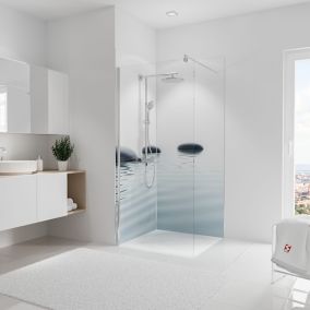 2 panneaux muraux de salle de bains l.90+90 x H.210 cm, décor zen et eau, Schulte DécoDesign