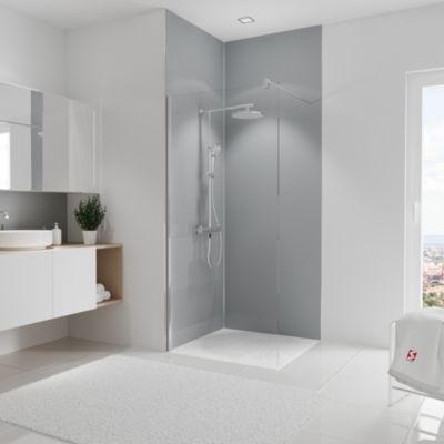 2 panneaux muraux de salle de bains l.90x255 cm, gris argenté, Schulte DécoDesign