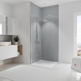 2 panneaux muraux de salle de bains l.90x255 cm, gris argenté, Schulte DécoDesign