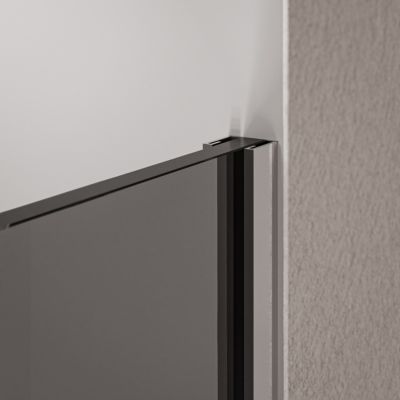 2 Parois de douche italienne d'angle 130x200cm + 100cm, verre fumé NANO 10mm, profilé mural inox chrome, sans profilé sol - EX102