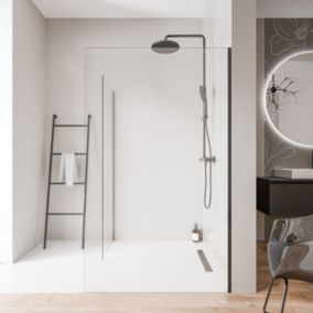2 Parois de douche italienne d'angle 70x200cm + 100cm, verre NANO 10mm, profilé mural inox noir mat, sans profilé sol - EX102