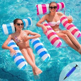2 Pcs Flottant Hamac Gonflable, Flotteur Gonflable Piscine 4 -en- 1 Flottant de Inclinable Flotteur Hamac Hamac d'eau