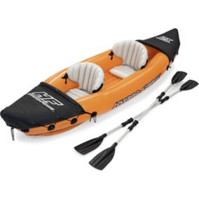 2 Personnes Inflatable Kayak Set with Seats, Backrest, Paddles, Hand Pump and Carry Bag, Orange