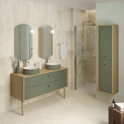 2 pieds chêne massif H.32 cm pour meuble sous vasque Decotec Havana