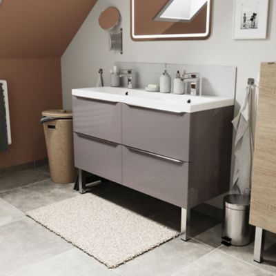 2 pieds métal argent brillant GoodHome Portloe