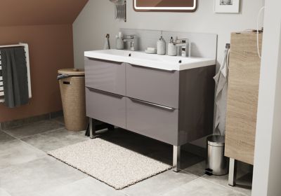 2 pieds métal argent brillant GoodHome Portloe