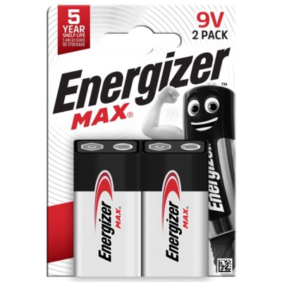 2 piles alcalines 6LR61 Max Energizer 9V