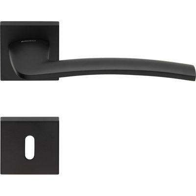 2 poignées rosace carrée A CLIPSER, rosace trou de clé L, finition noir garantie 5 ans, pour porte intérieure.