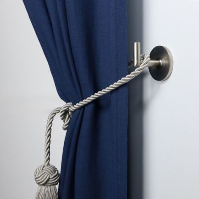 2 porte embrasses rideau métal gris chromé mat L.33,5mm Mobois