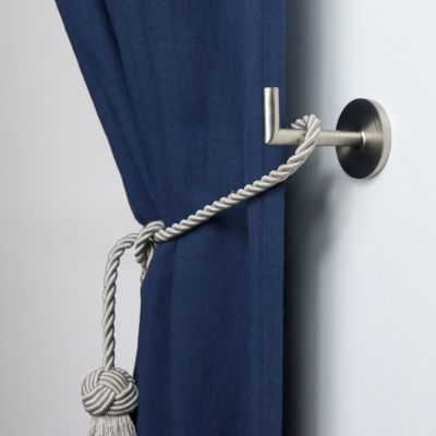 2 porte embrasses rideau métal gris chromé mat L.53,5mm Mobois