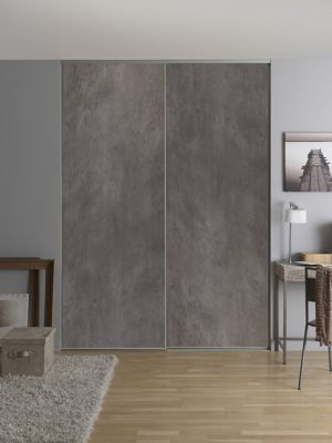 2 portes de placard coulissantes decor aspect beton 150 x 250 cm castorama