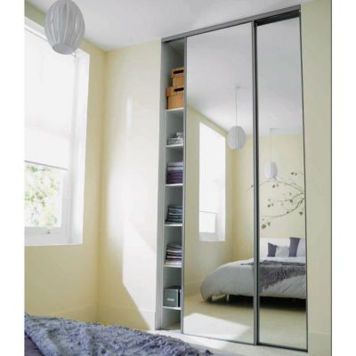 2 Portes De Placard Coulissantes Miroir Grises 120 X 250 Cm Castorama