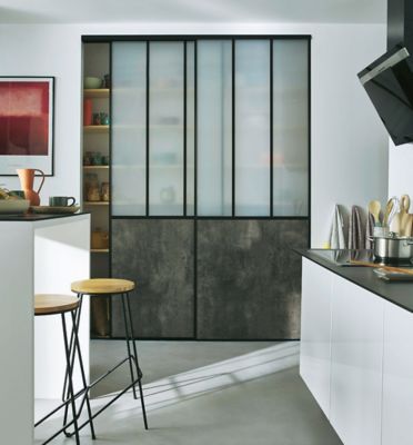 2 portes de placard coulissantes Vulcano décor gris béton 150 x 245 cm