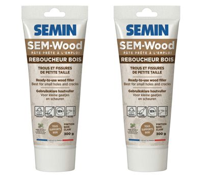 2 Reboucheurs Bois - Sem Wood Semin - Intérieur/extérieur - Tube de 300 g