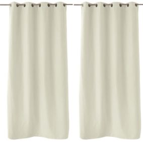 2 rideaux thermique à œillets, écru, 135x240cm, doublure polaire, collection Nordica, CMADECO