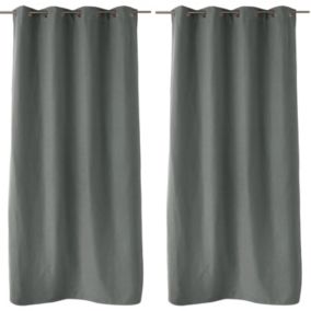 2 rideaux thermique à œillets, gris béton, 135x240cm, doublure polaire, collection Nordica, CMADECO