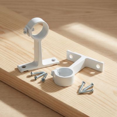 2 supports aluminium blanc pour tringle de penderie ø1,8 x 4 cm