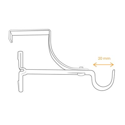 2 Supports de Tringle à  Rideaux, Sans Perçage, Blanc, Diamètre 28 mm, pour Coffre de Volet Roulant