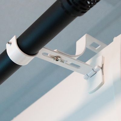 2 Supports de Tringle à  Rideaux, Sans Perçage, Blanc, Diamètre 28 mm, pour Coffre de Volet Roulant