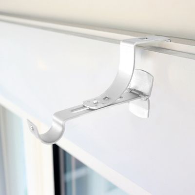 2 Supports de Tringle à  Rideaux, Sans Perçage, Noir, Diamètre 28 mm, pour Coffre de Volet Roulant