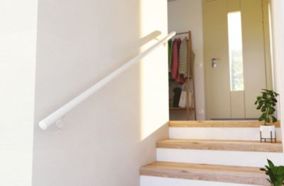 2 supports muraux + fixations pour rampe d’escalier blanc Alumin'home