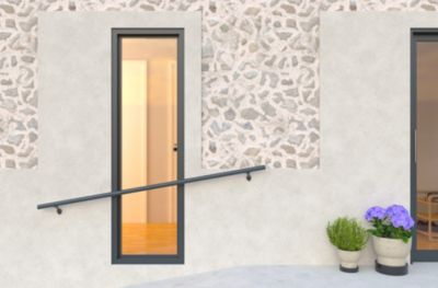 2 supports muraux + fixations pour rampe d’escalier gris 7016 Alumin'home