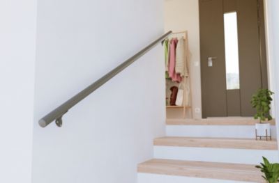 2 supports muraux + fixations pour rampe d’escalier gris 7039 Alumin'home