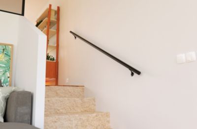 2 supports muraux + fixations pour rampe d’escalier noir Alumin'home