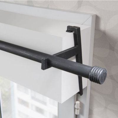 Lot de 2 Supports Sans Perçage Noir pour Tringle Rideau sans Percer